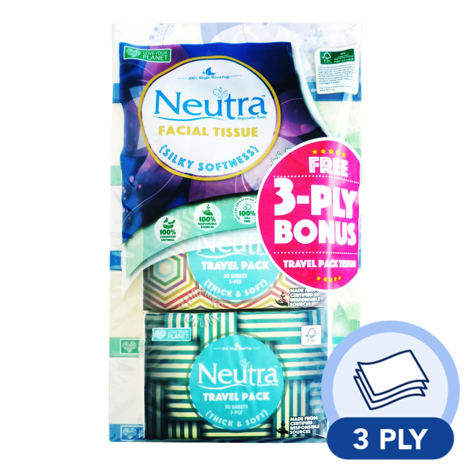 Neutra Facial Tissue Box + Free Travel Pack