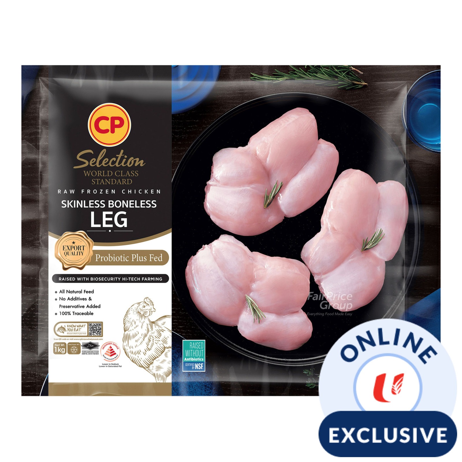 CP Raw Frozen Chicken Leg - Skinless Boneless