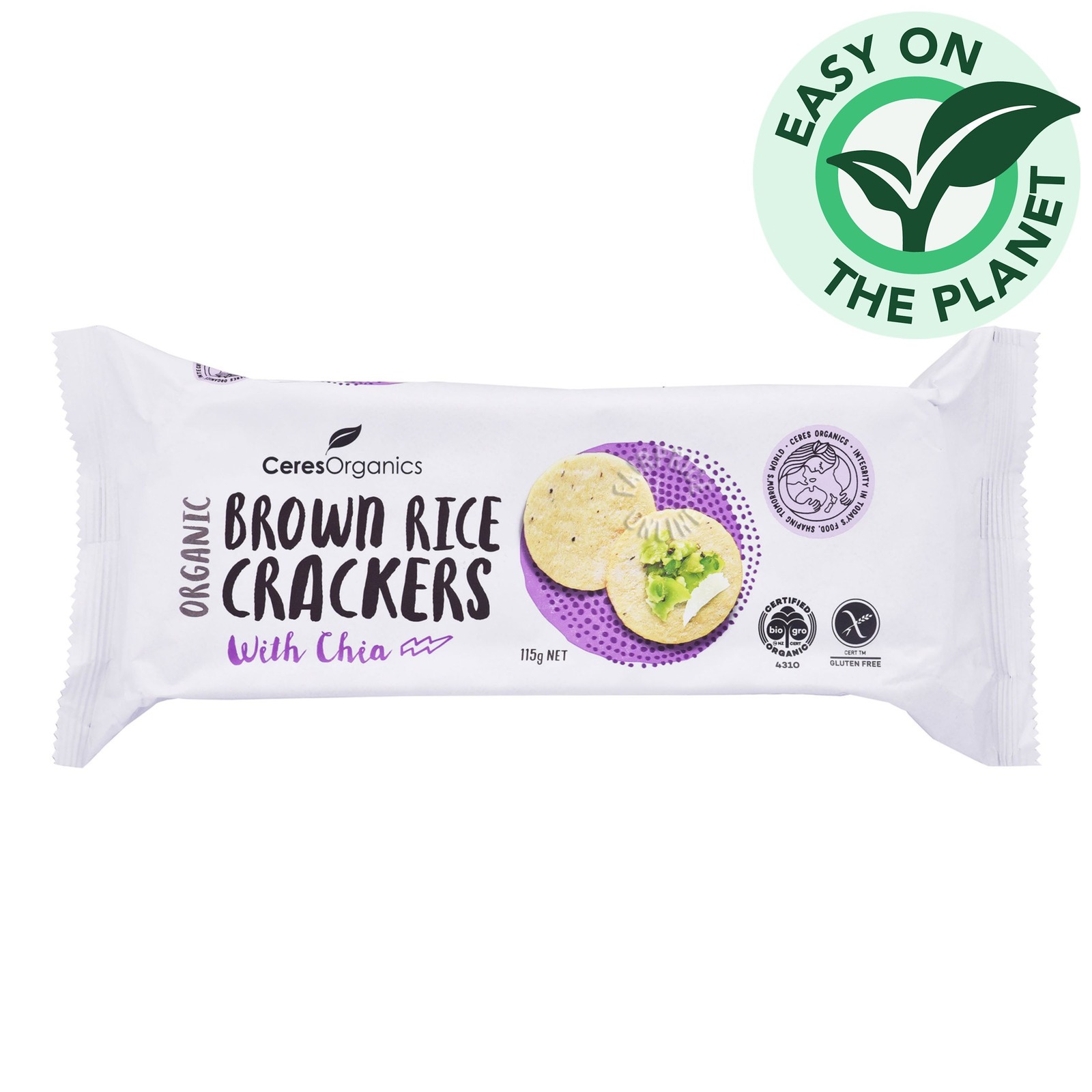 Ceres Organics Brown Rice Crackers - Chia