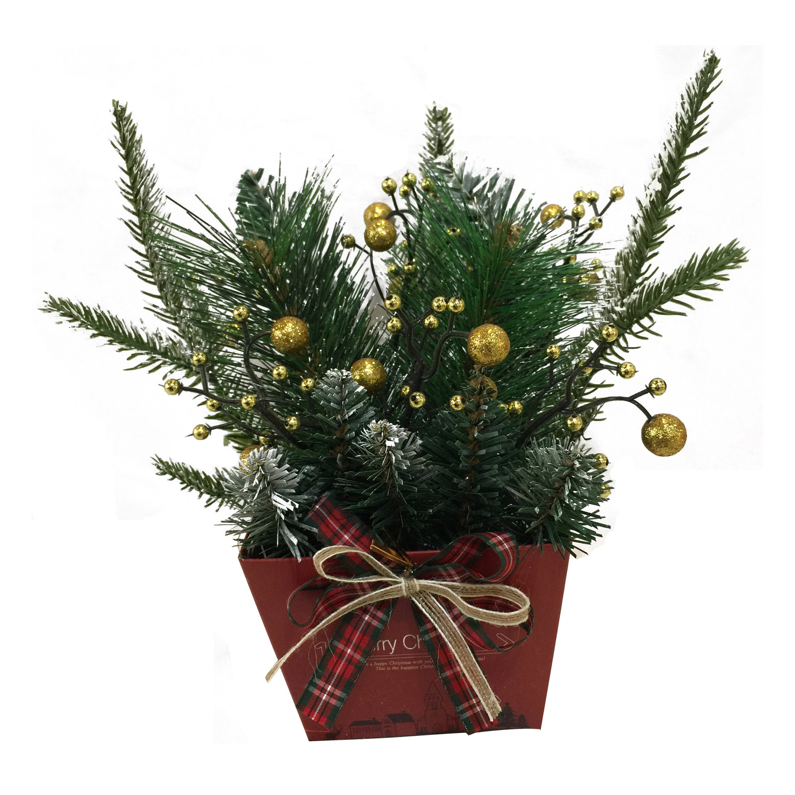Christmas Table Top Decoration - Artificial Plant (Gold)