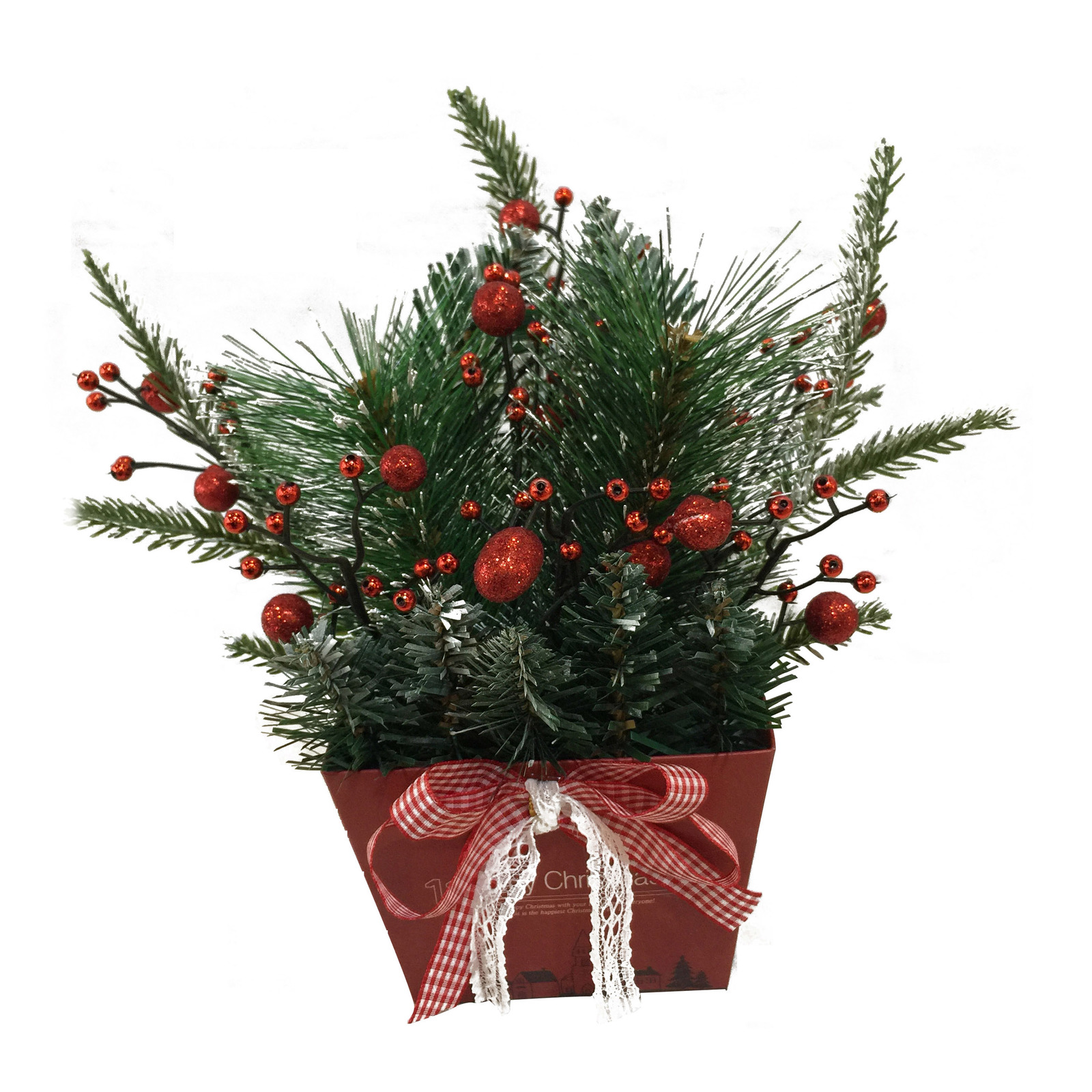 Christmas Table Top Decoration - Artificial Plant (Red)