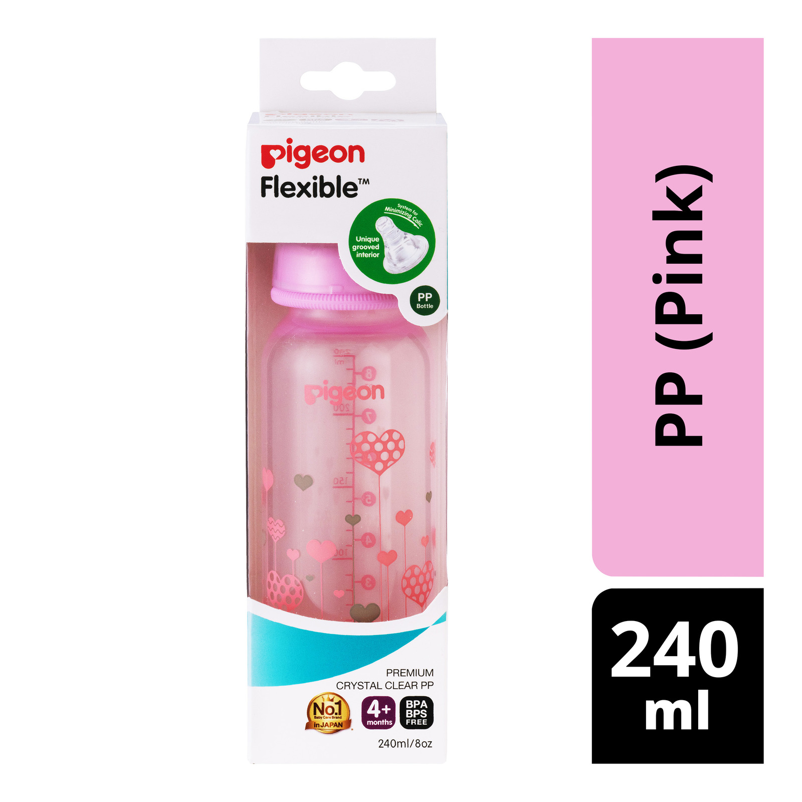 Pigeon Flexible Nursing Bottle - PP (Pink)