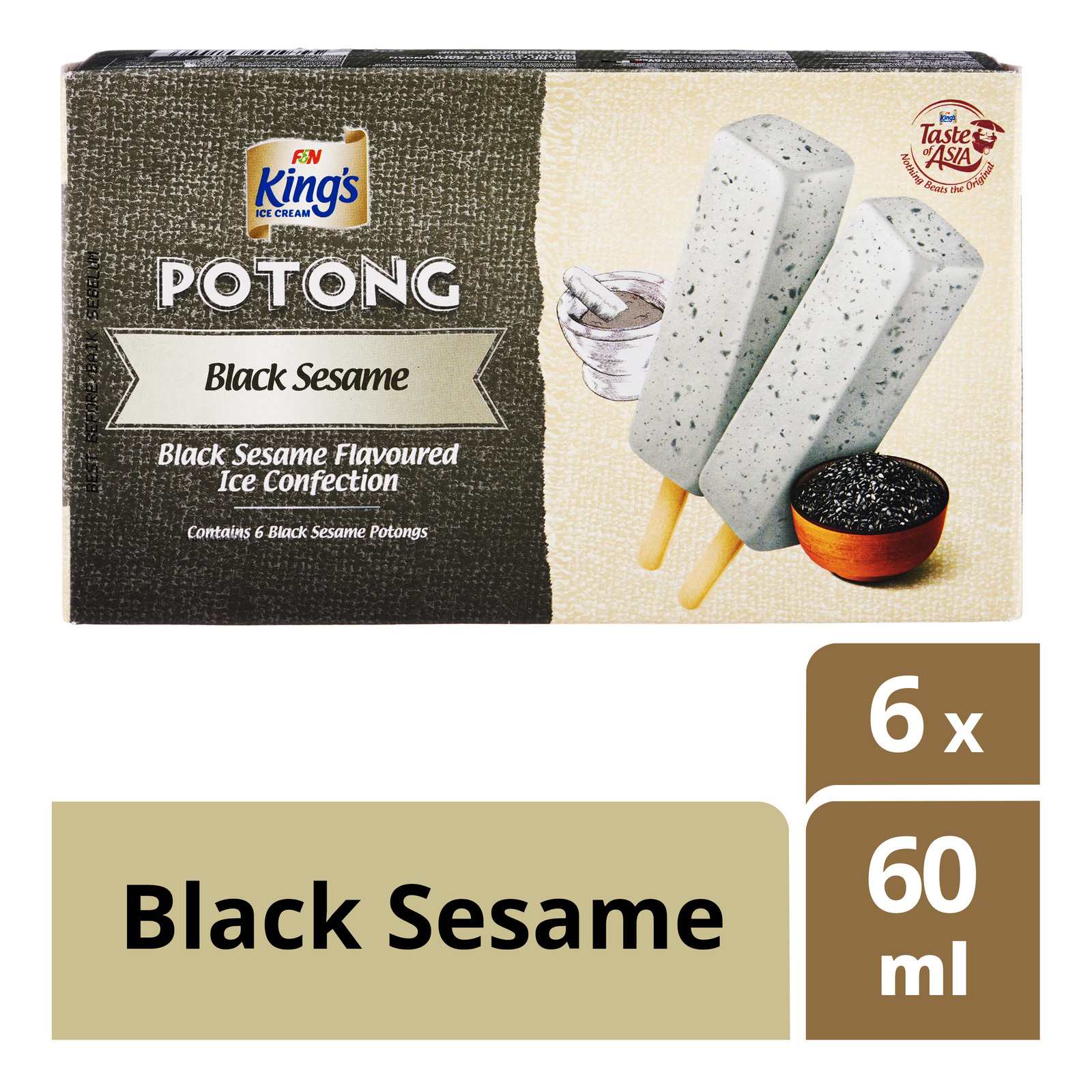 King's Potong Ice Cream - Black Sesame
