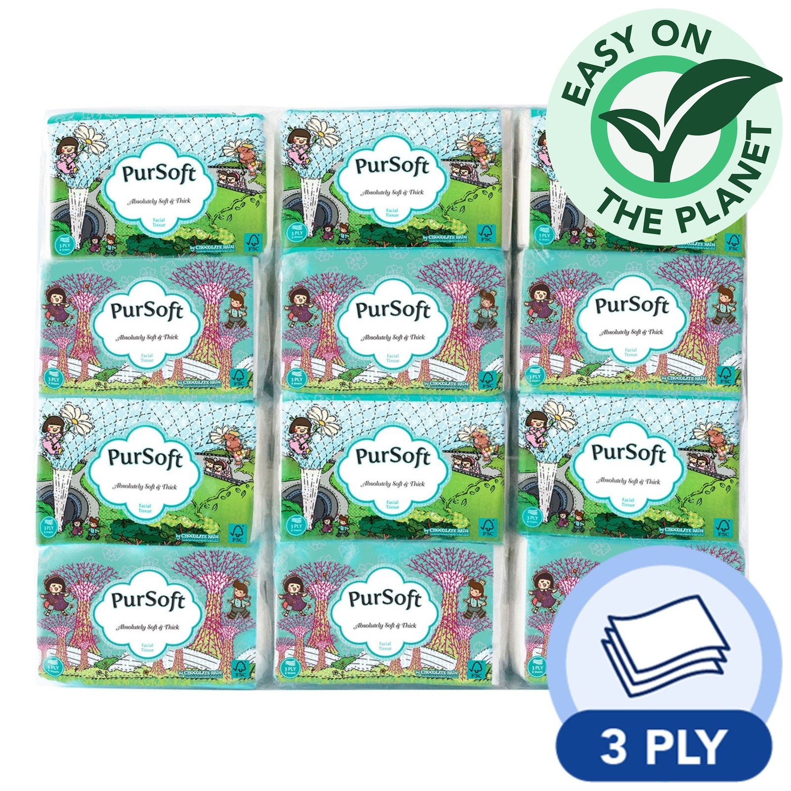 PurSoft Facial Pocket Tissue - Choc Rain Fantasy (3ply)
