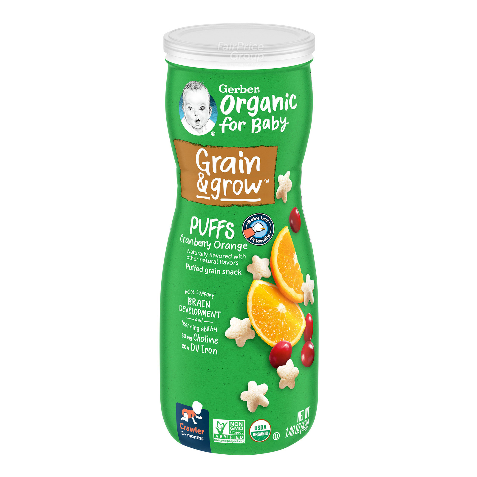 Gerber Organic Baby Puffs - Cranberry Orange