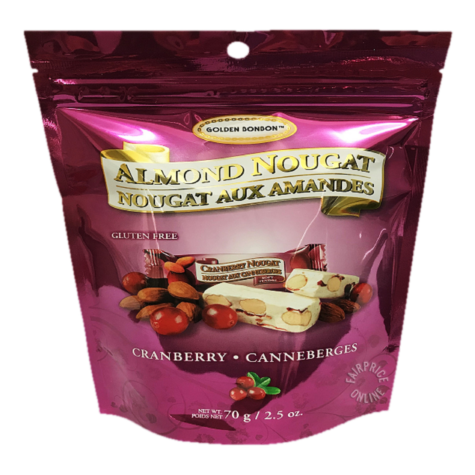 Golden Bon Bon Almond Nougat - Cranberry