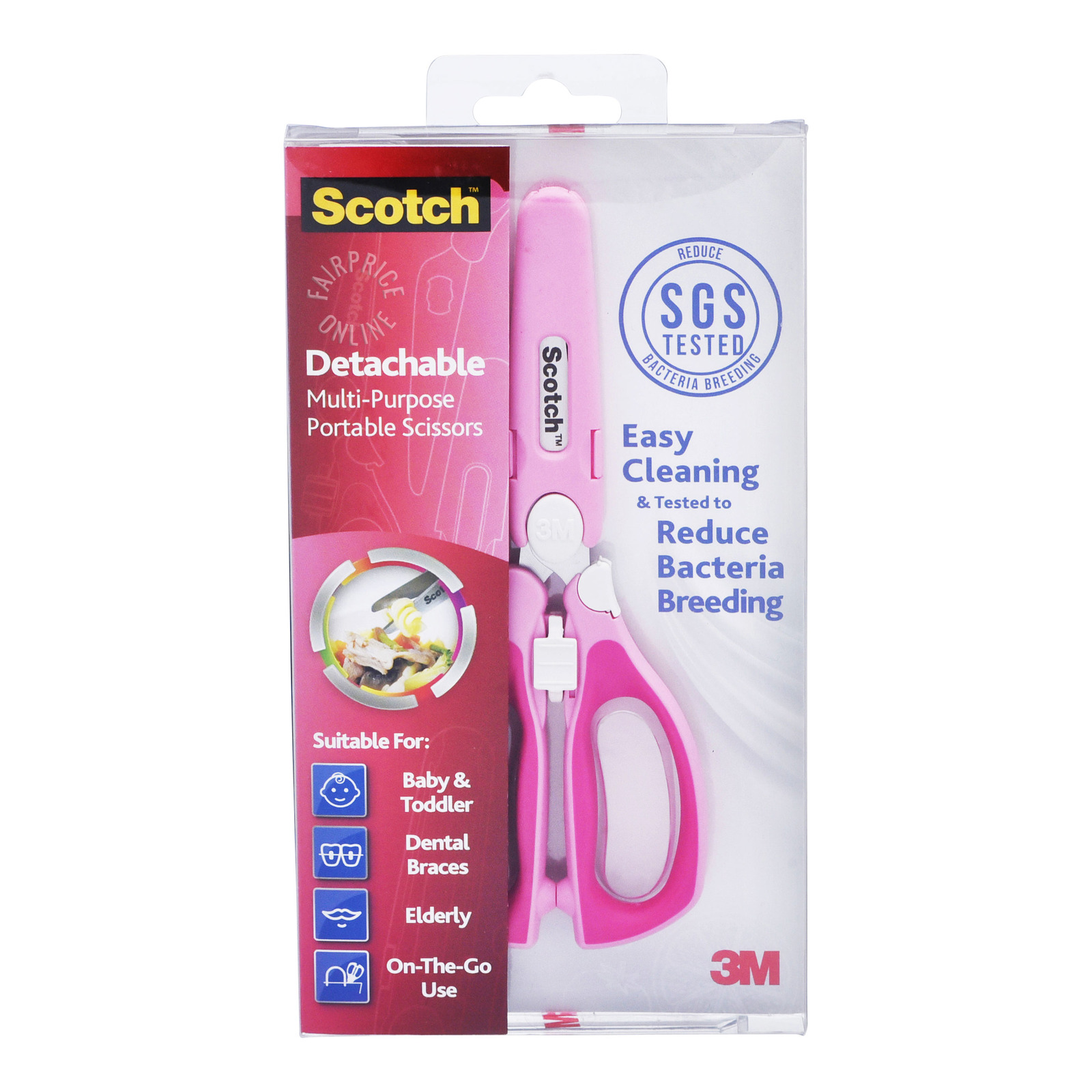 3M Scotch Portable Food Scissors with Cover - Pink