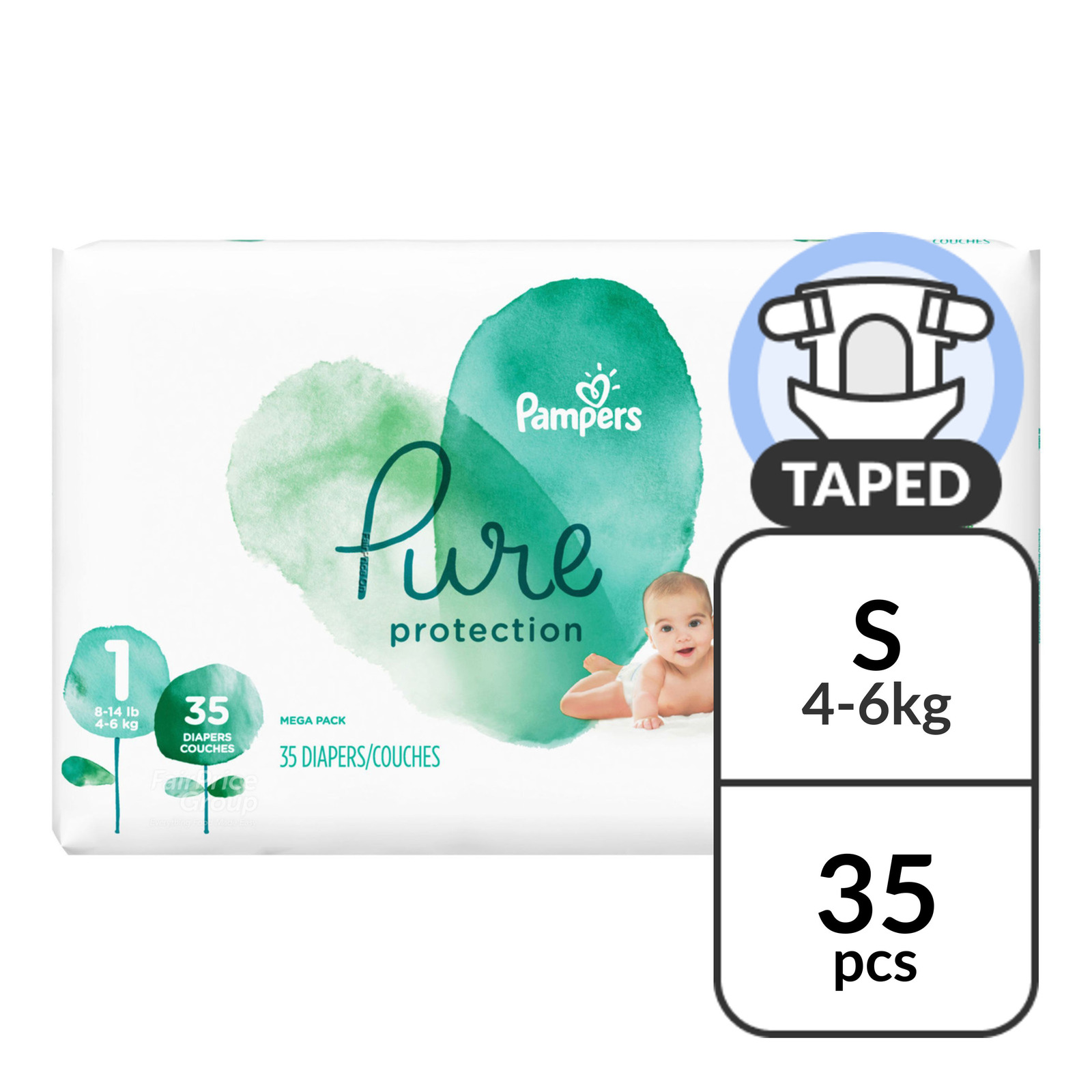 Pampers Pure Protection Diapers - Size 1 (4 - 6kg)
