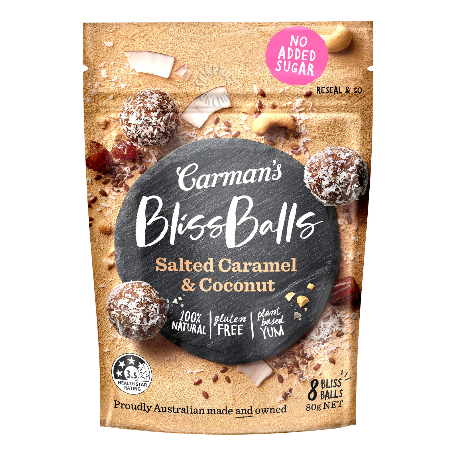 Carman's Bliss Balls - Salted Caramel & Coconut (No Added Sugar)