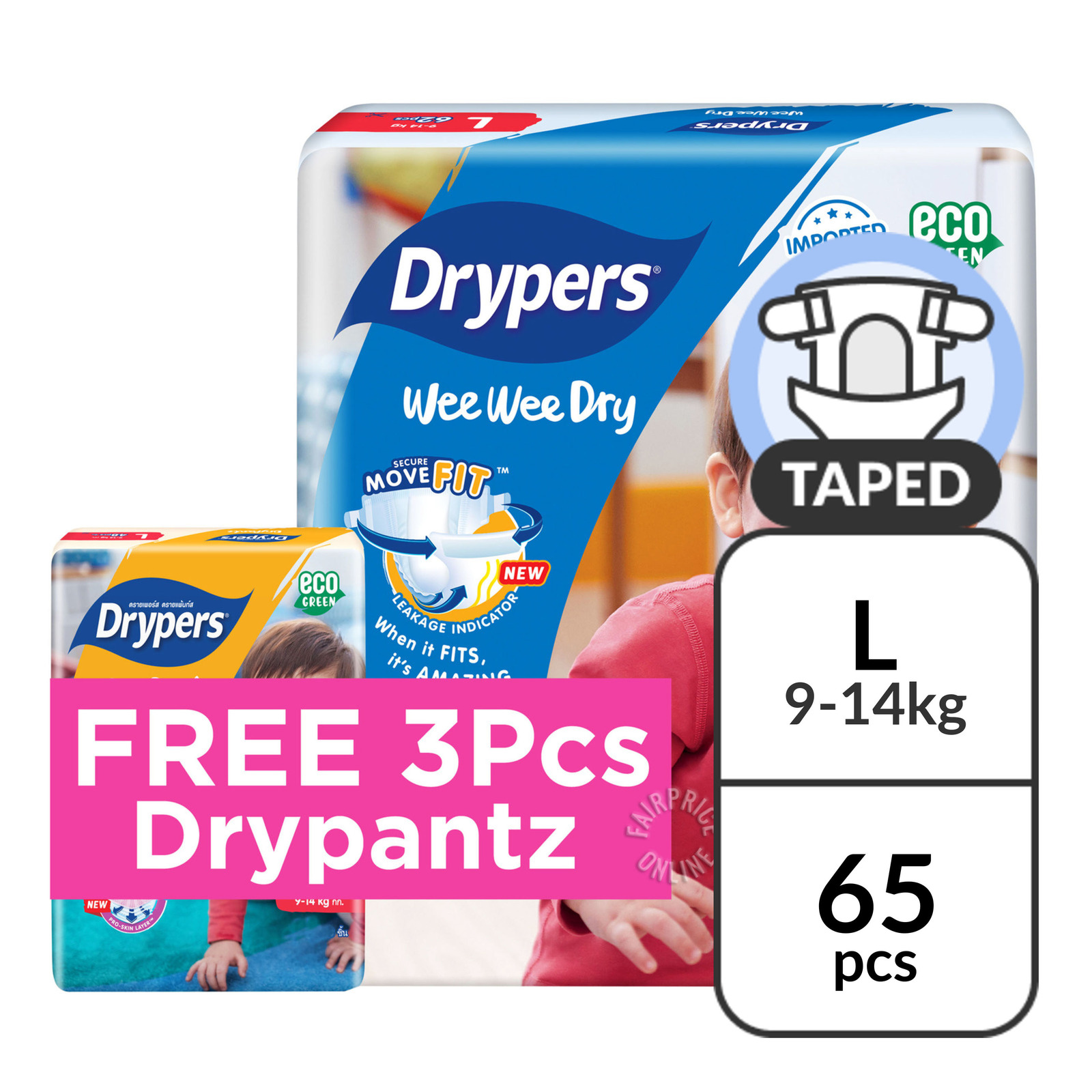Drypers Wee Wee Dry Diapers - L (9 - 14kg)
