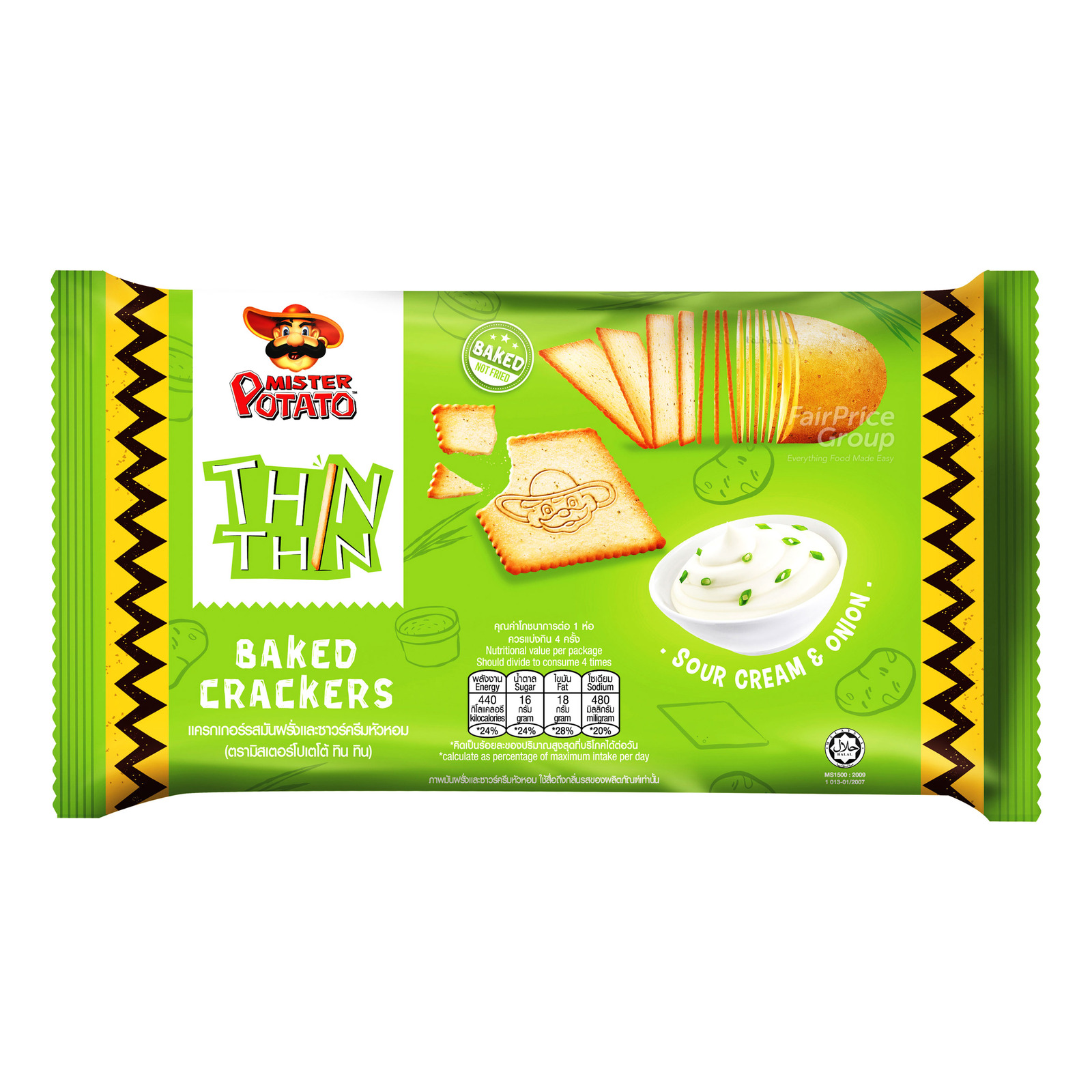 Mister Potato Thin Thin Baked Crackers - Sour Cream & Onion