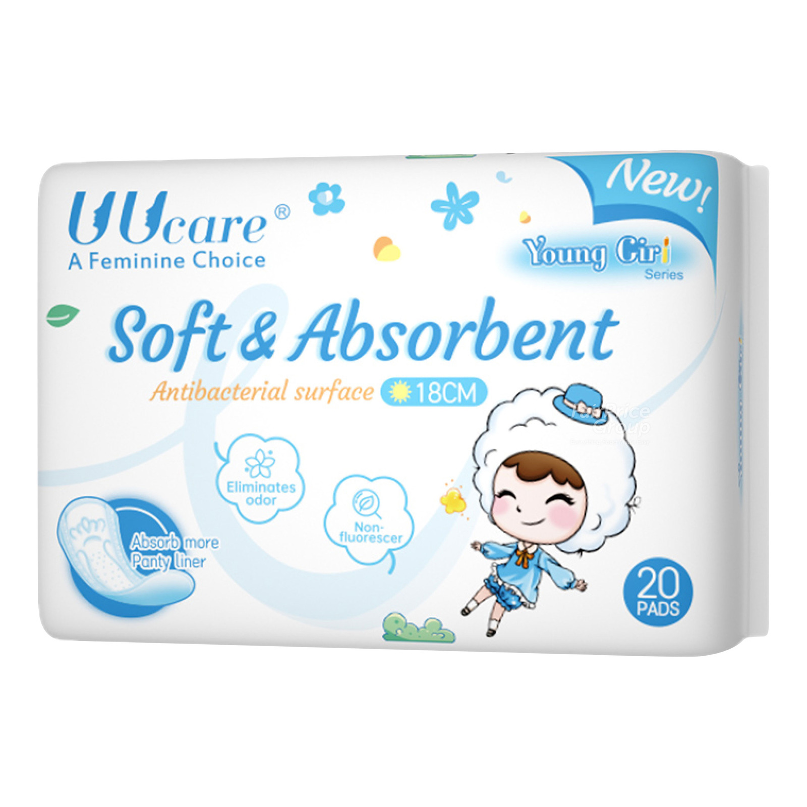 UU Care Young Girl Antibacterial Panty Liner - 180mm