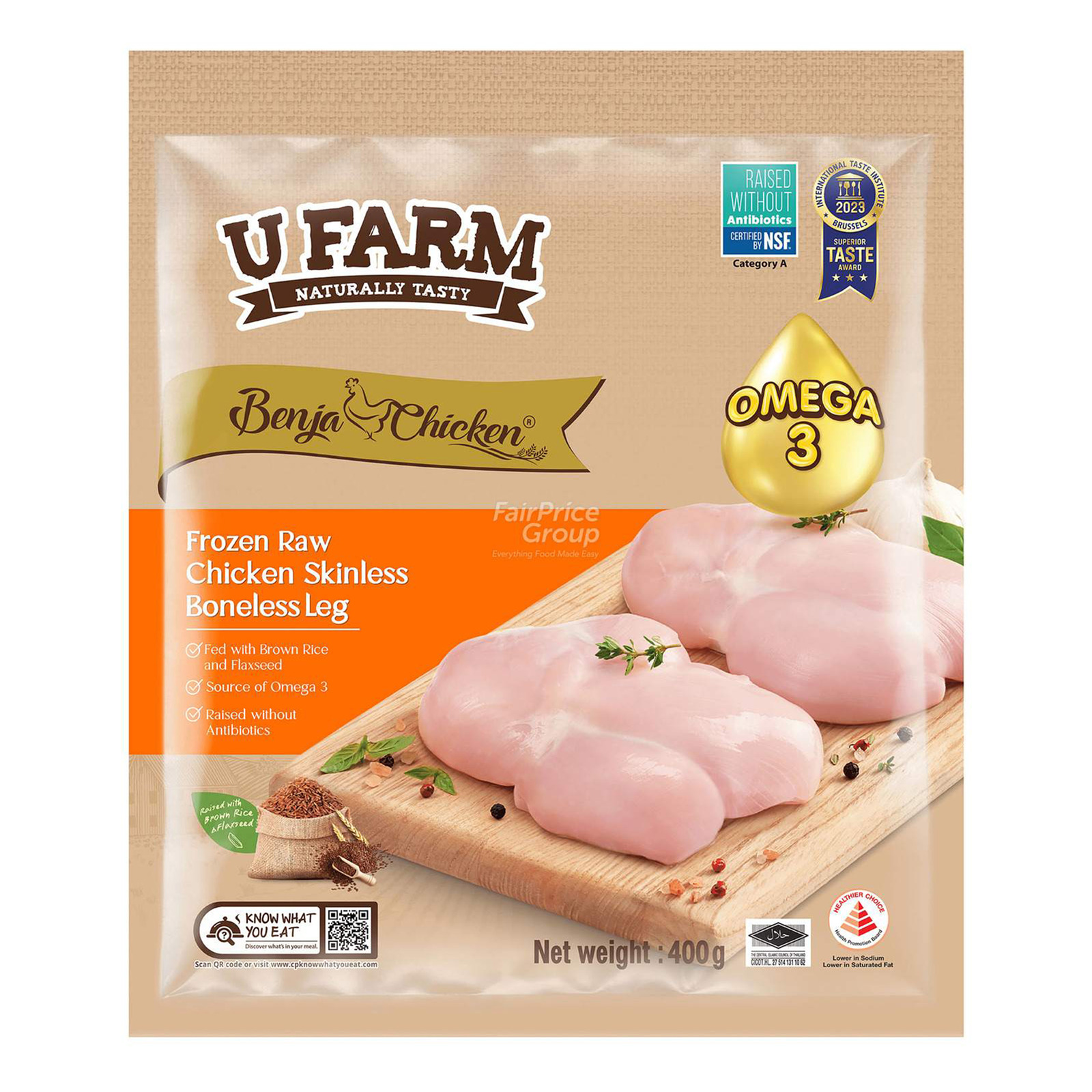 U Farm Benja Frozen Raw Boneless Chicken Leg - Skinless
