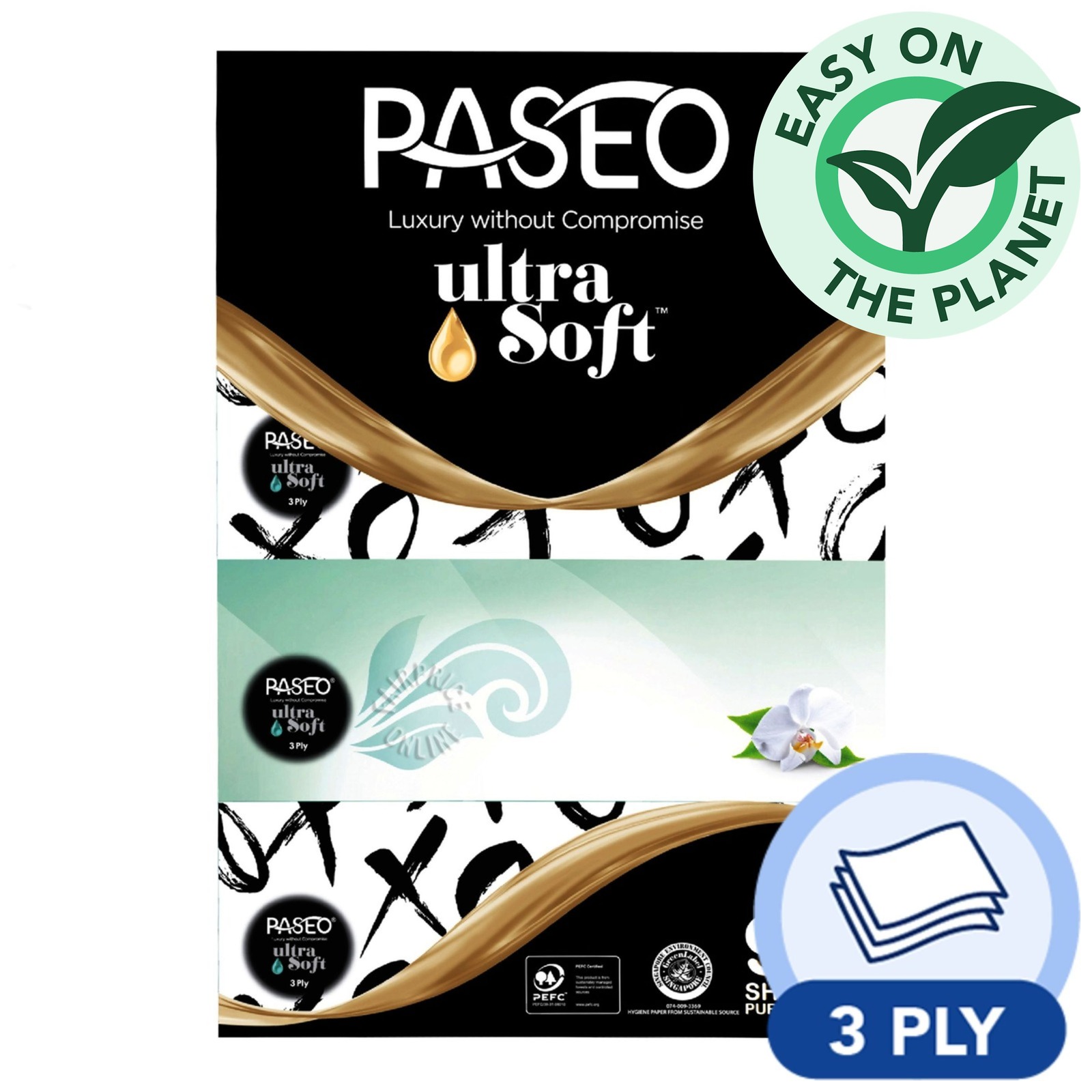 Paseo Ultra Soft Tissue Box - Pure White (3 Ply)