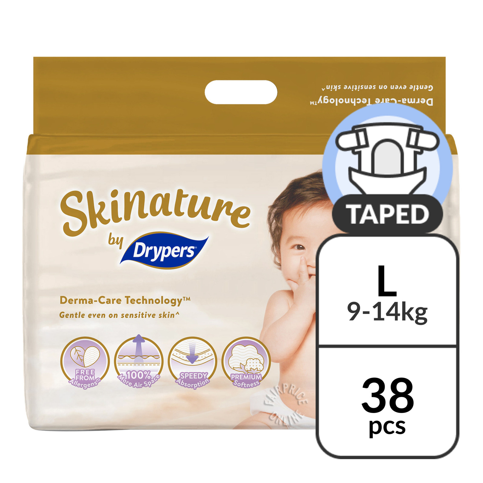 Drypers Skinature Diapers - L (9 - 14kg)