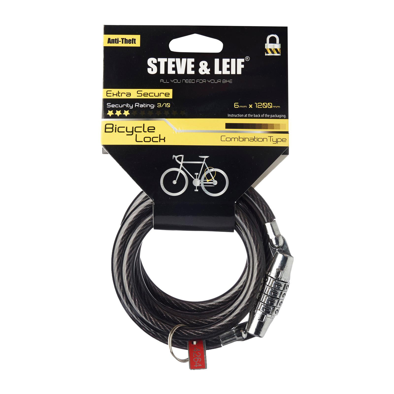 Steve & Leif Bicycle Combination Lock (8mm x 1200mm)