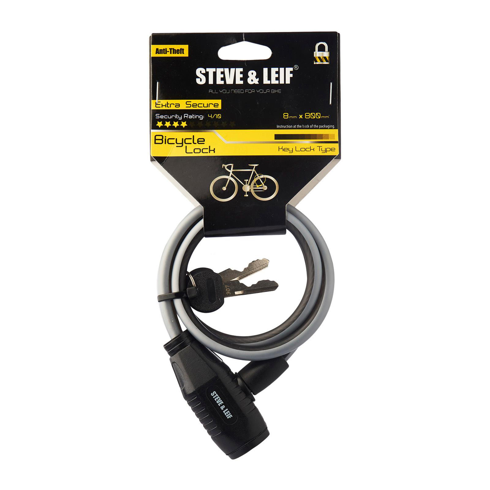 Steve & Leif Bicycle Key Lock (8mmx800mm)