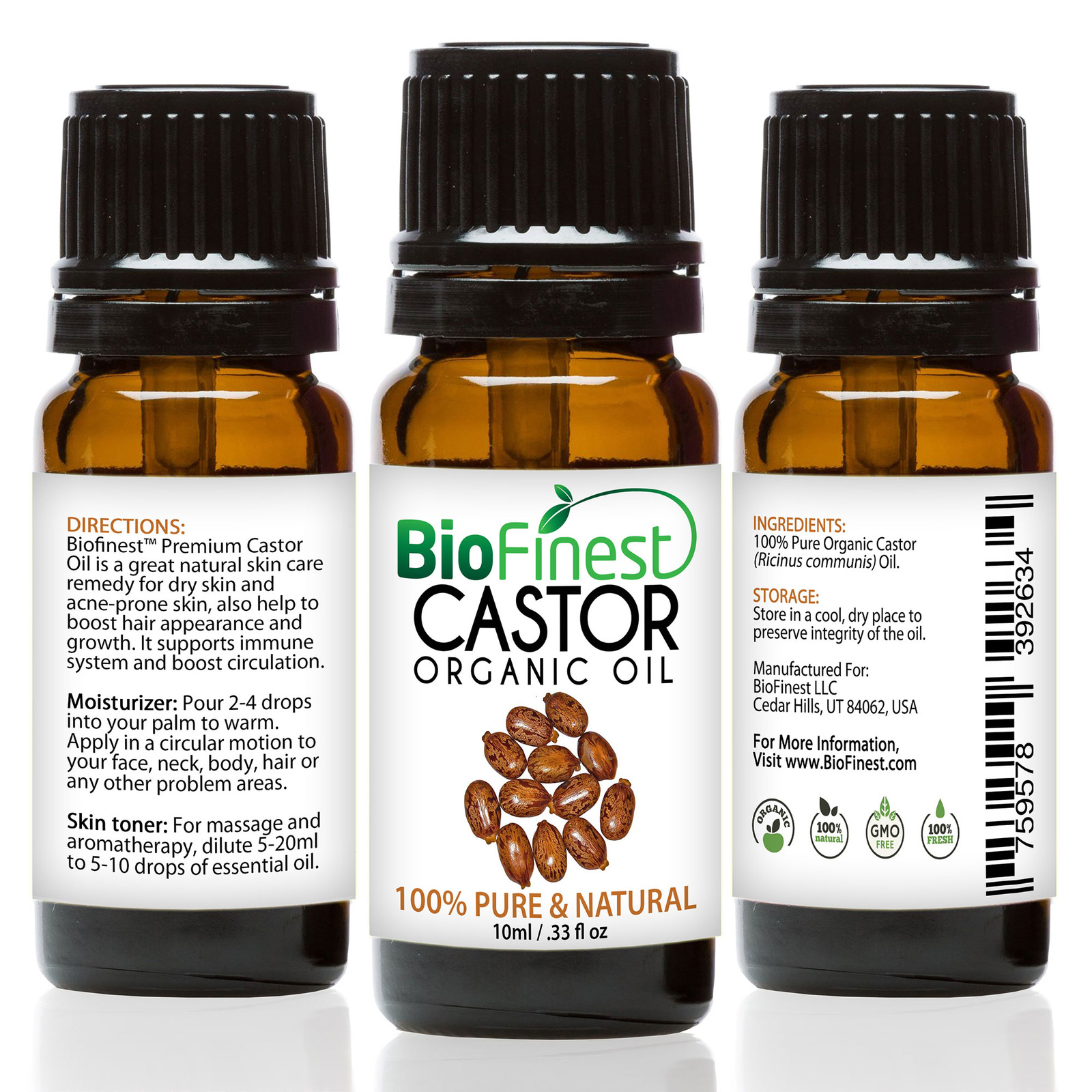 Biofinest Castor Essential Oil - Organic Pure Undiluted