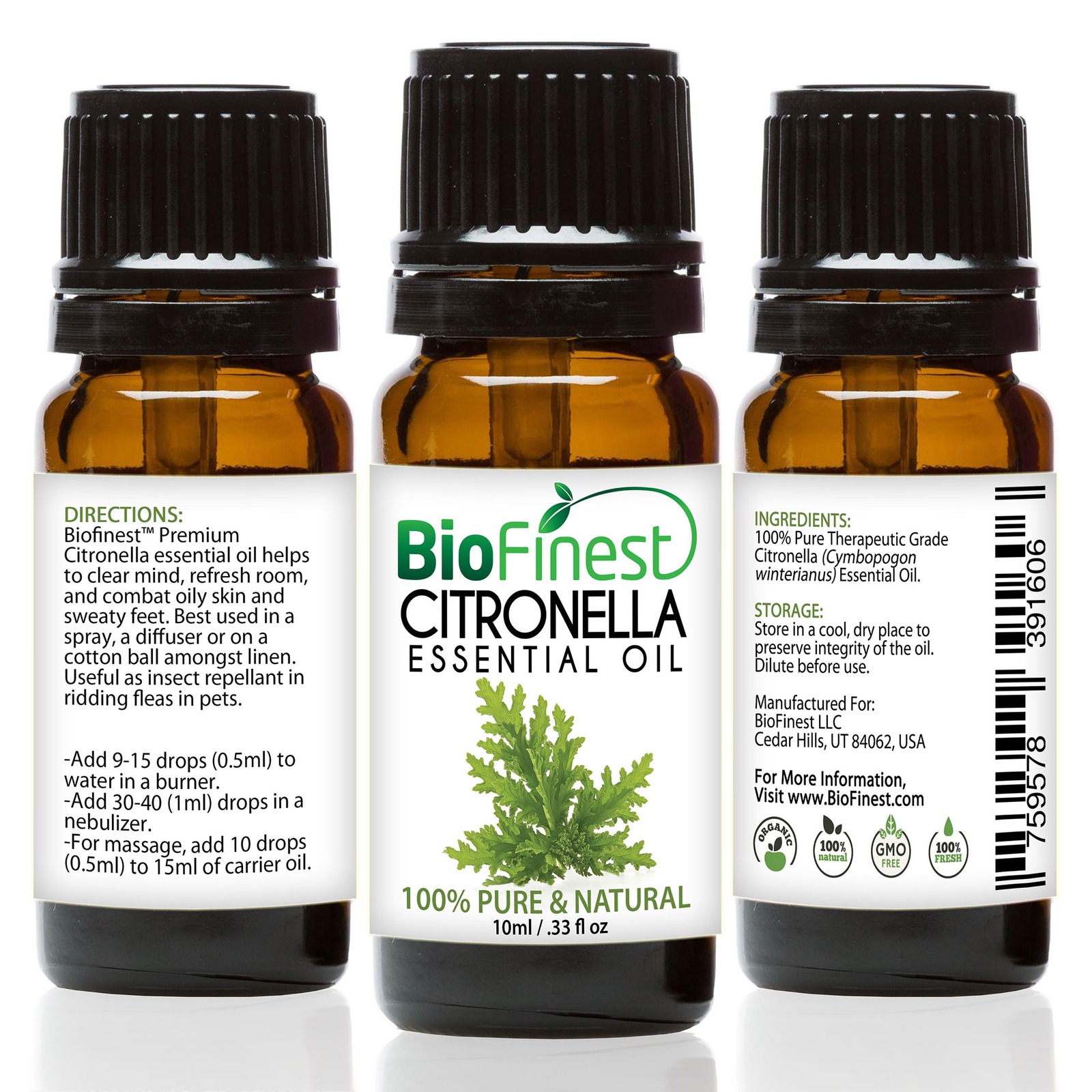 Biofinest Citronella Essential Oil - Organic Pure Undiluted