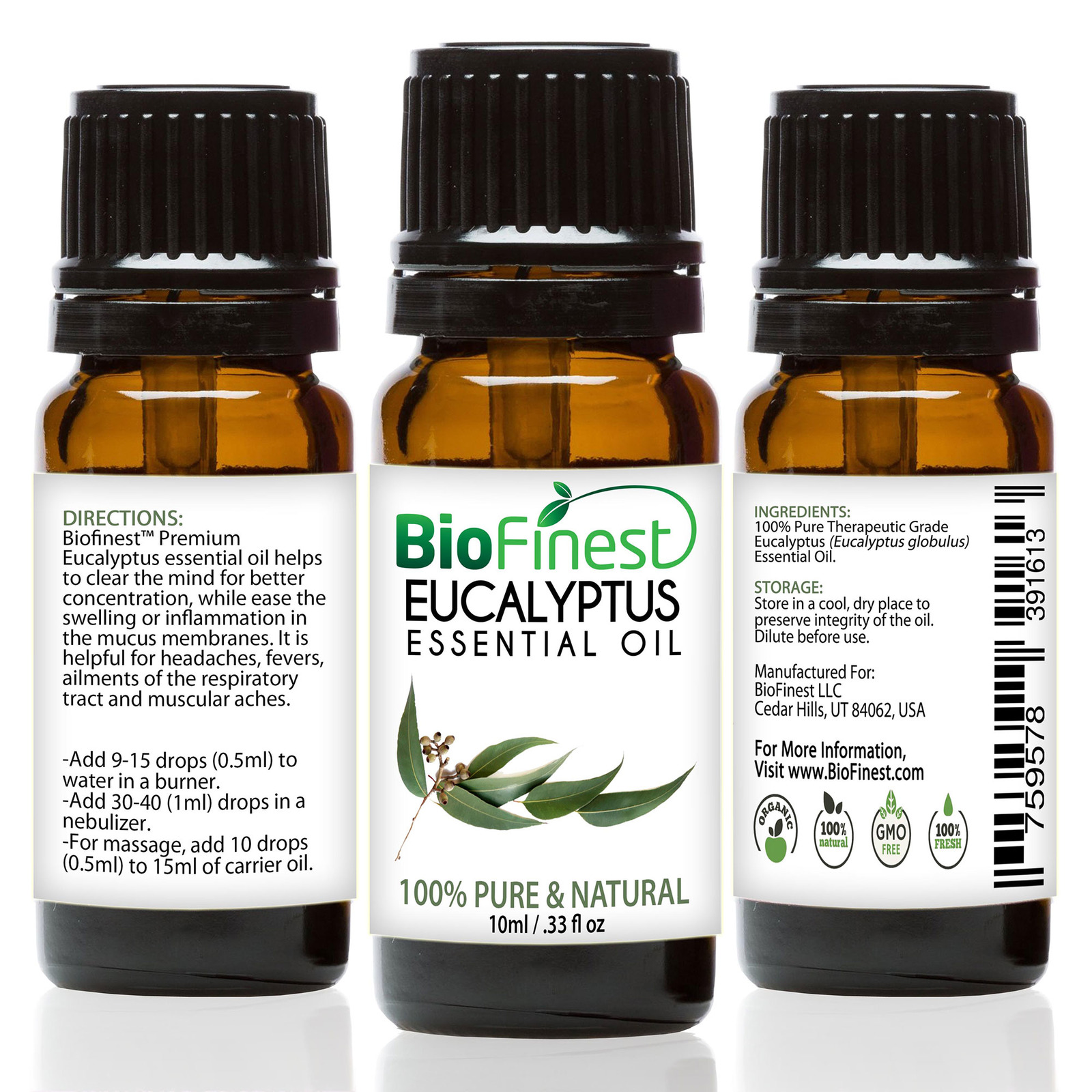 Biofinest Eucalyptus Essential Oil - Organic Pure Undiluted
