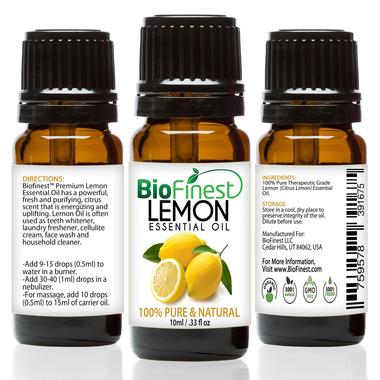 Biofinest Lemon Essential Oil - Organic Pure Undiluted