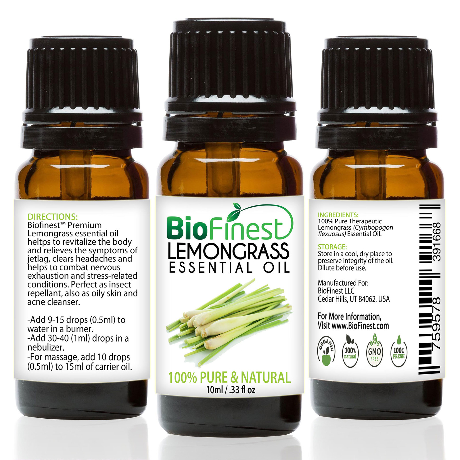 Biofinest Lemongrass Essential Oil - Organic Pure Undiluted