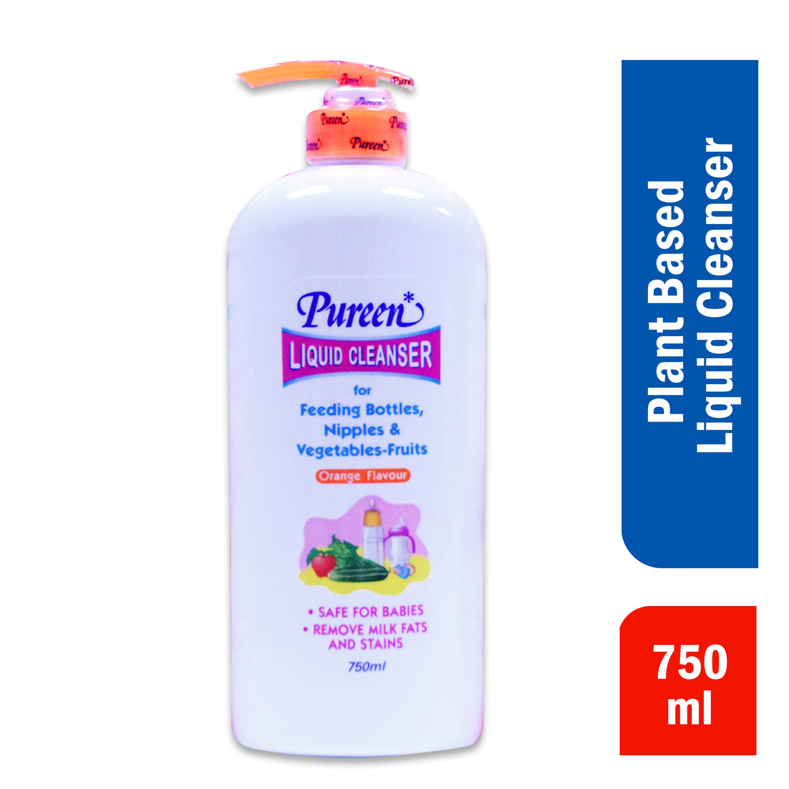 Pureen Liquid Cleanser For Feeding Bottles Nipples Veg - Orange