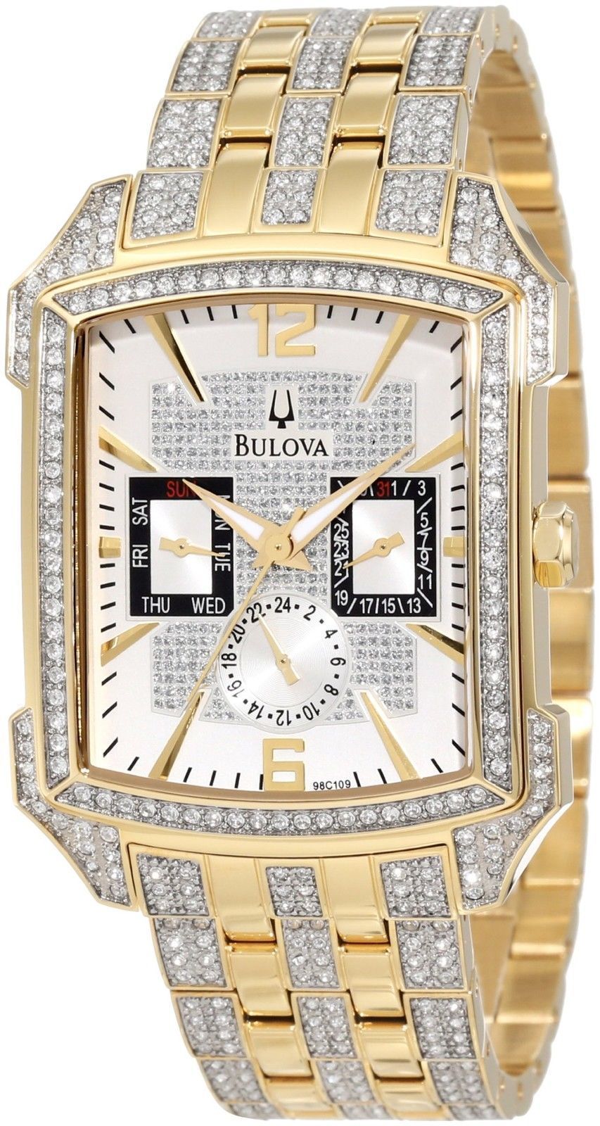Bulova Mens 98C109 Crystal Striking Visual Design Watch
