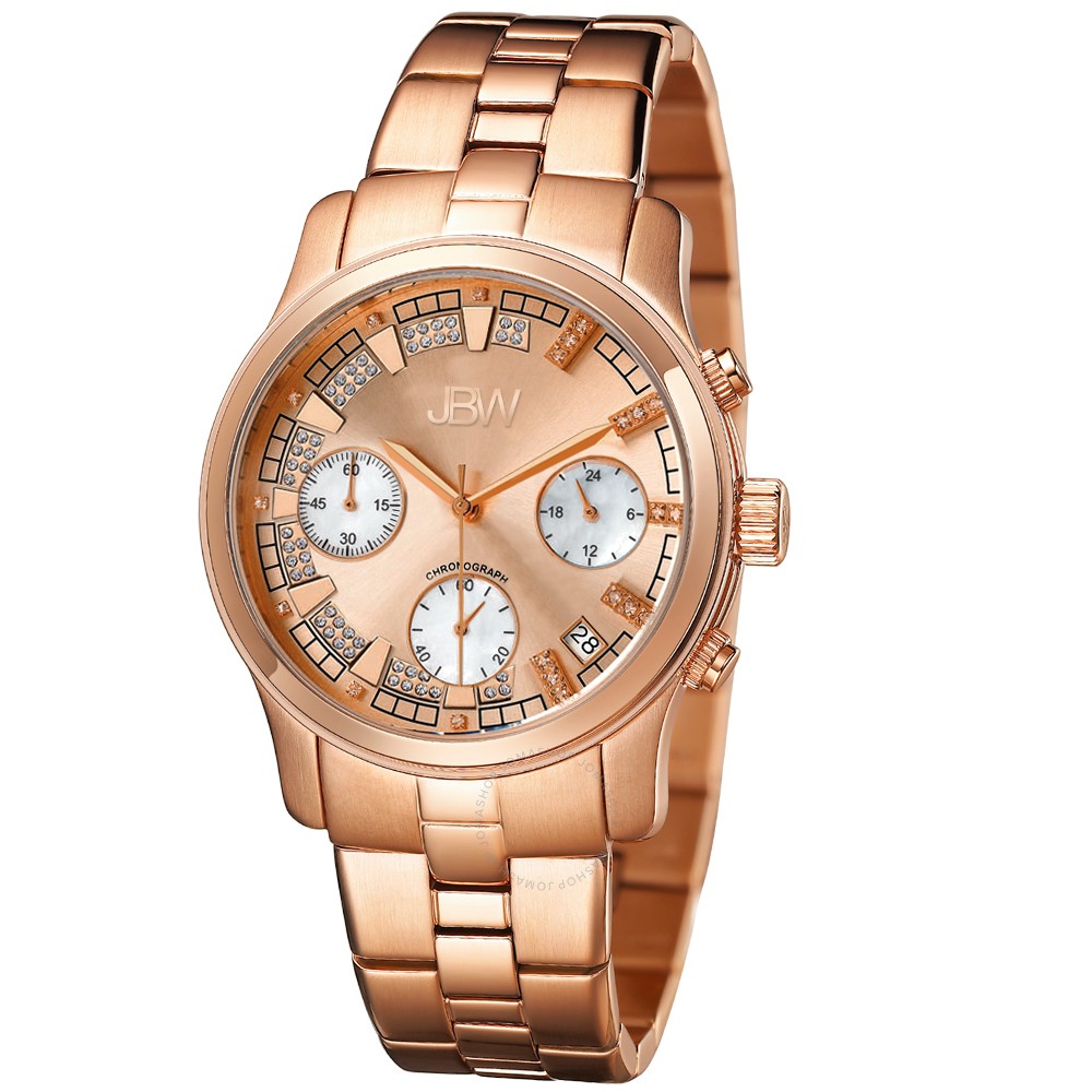 JBW Womens JB6217L Alessandra Rose GoldTone Chronograph Diamond