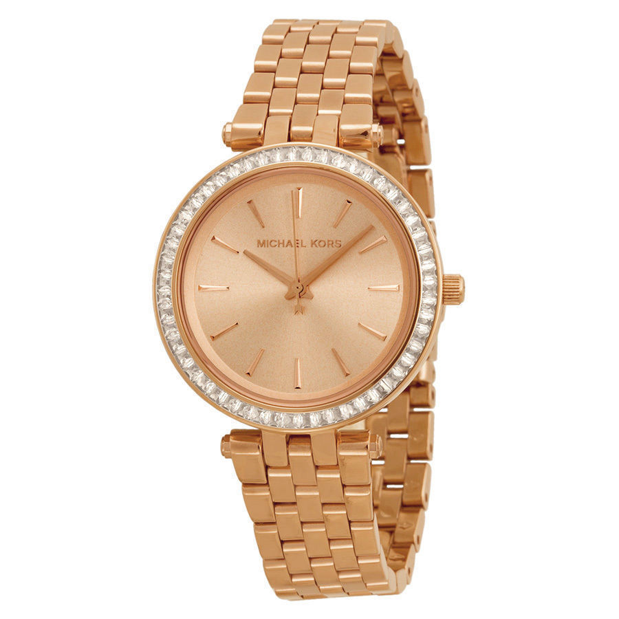 Set Reloj Y Pulsera Michael Kors Darci Mini Pavé - Rosa Dorado Para Mujer