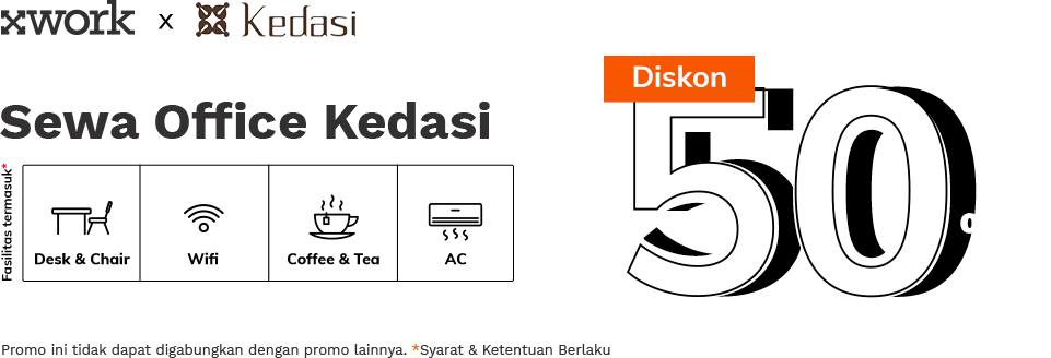Sewa Office Kedasi Diskon 50% Banner
