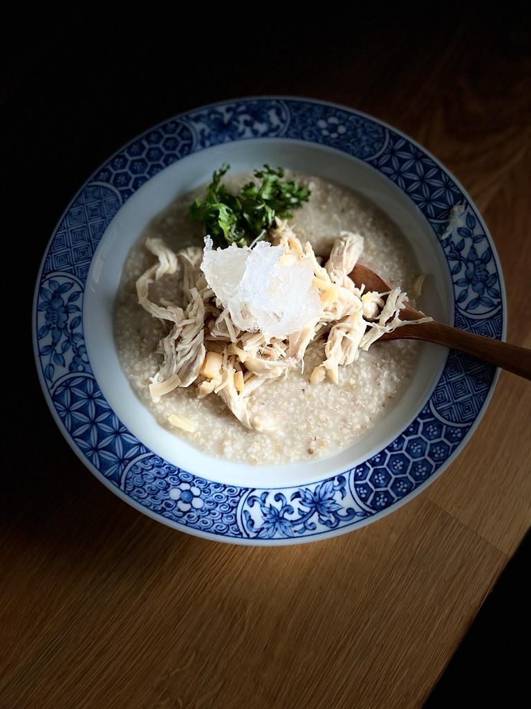 Steel cut oats porridge with chicken and bird nest YoRipe