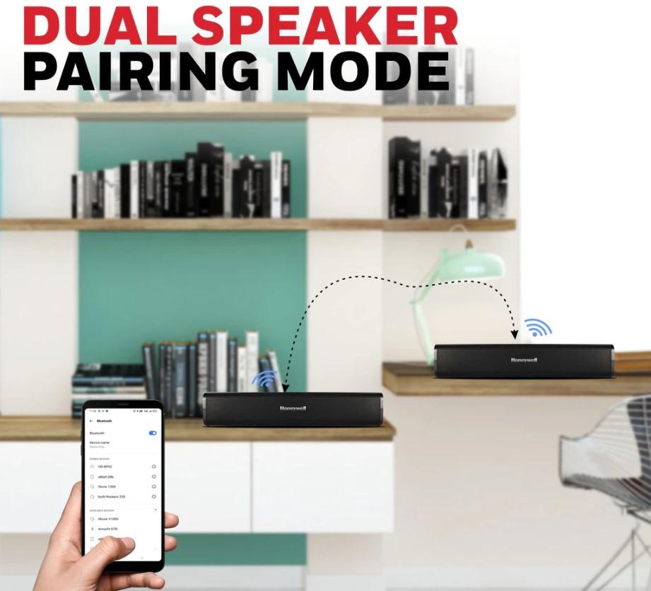 Honeywell Moxie V1000 Bluetooth Soundbar malaysia dual speaker pairing mode