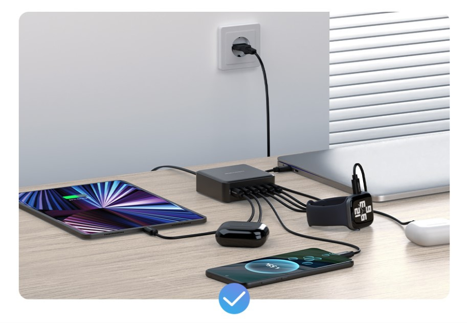 Rocoren Desktop Fast Charger Station (6C) 150W malaysia 1 charger for 6 devices