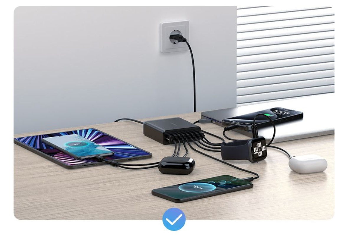 Rocoren Desktop 200W Charger Station (6C+2A) Malaysia charge 8 devices simultaneously