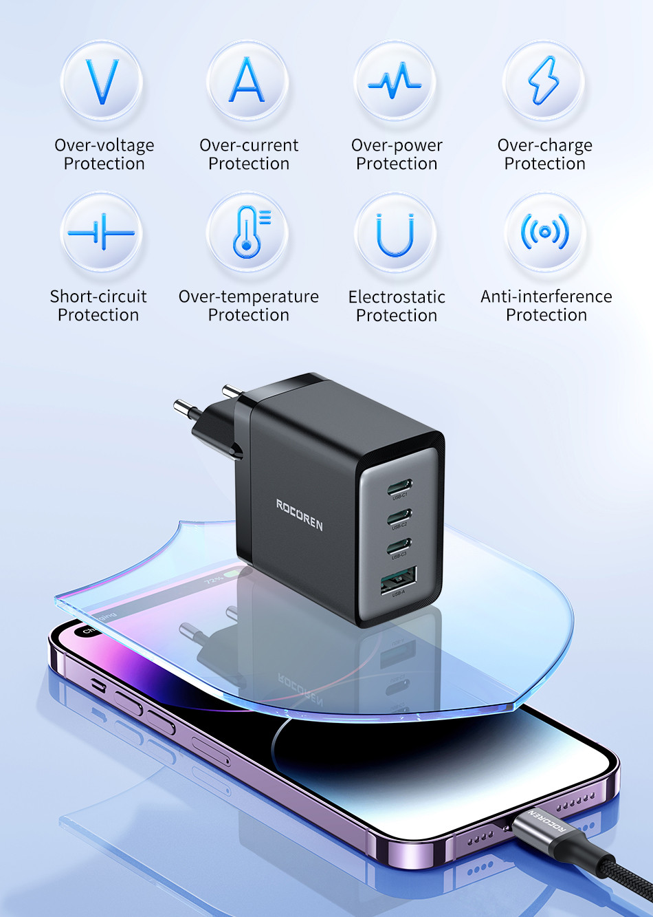Rocoren RuiXing Series GaN Charger 67W Malaysia safe charging