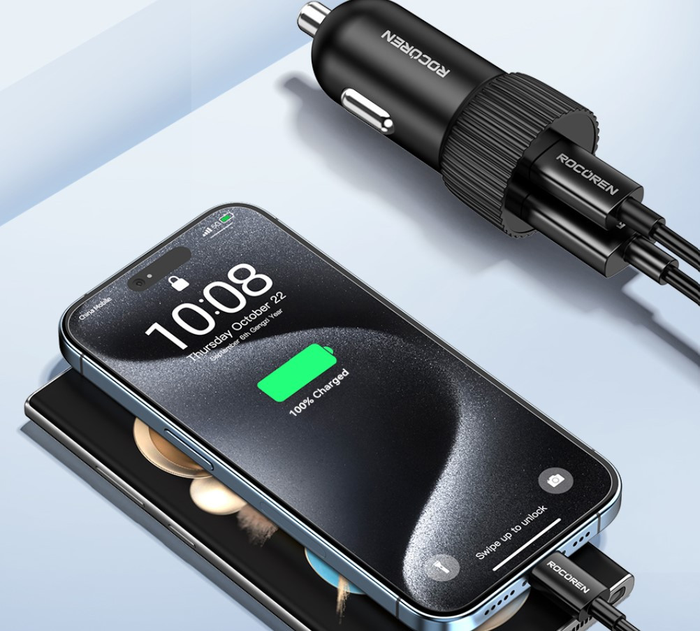 Rocoren Xuanwo Series Fast Charging Car Charger (1C+1A) 48W Malaysia usb a and usb c port