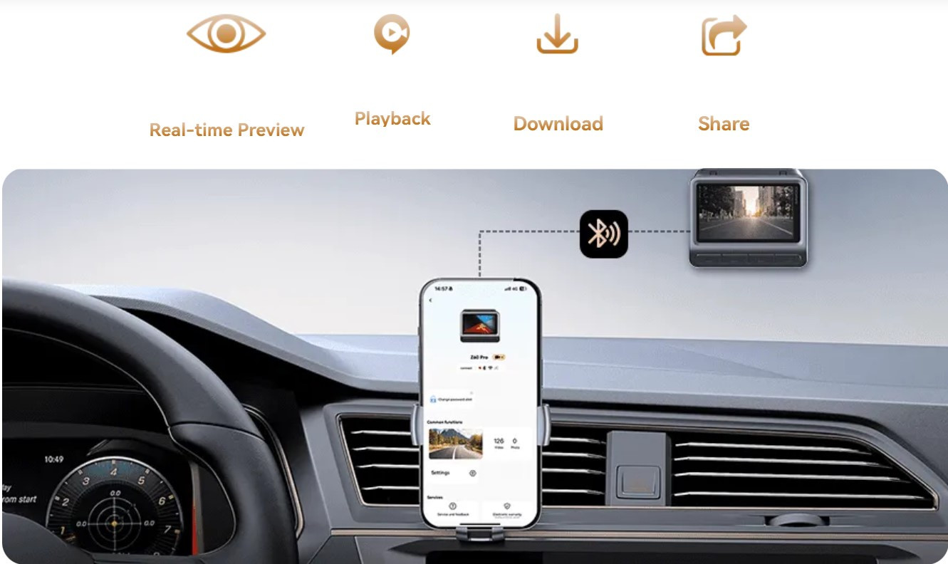 DDPAI Z60 Pro 4K GPS malaysia bluetooth connection