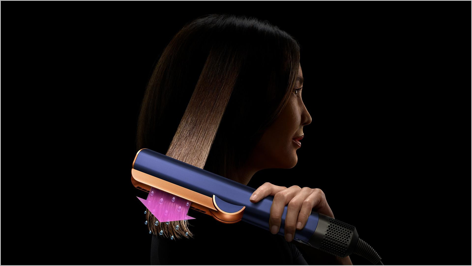 Dyson Airstrait straightener styling from wet hair