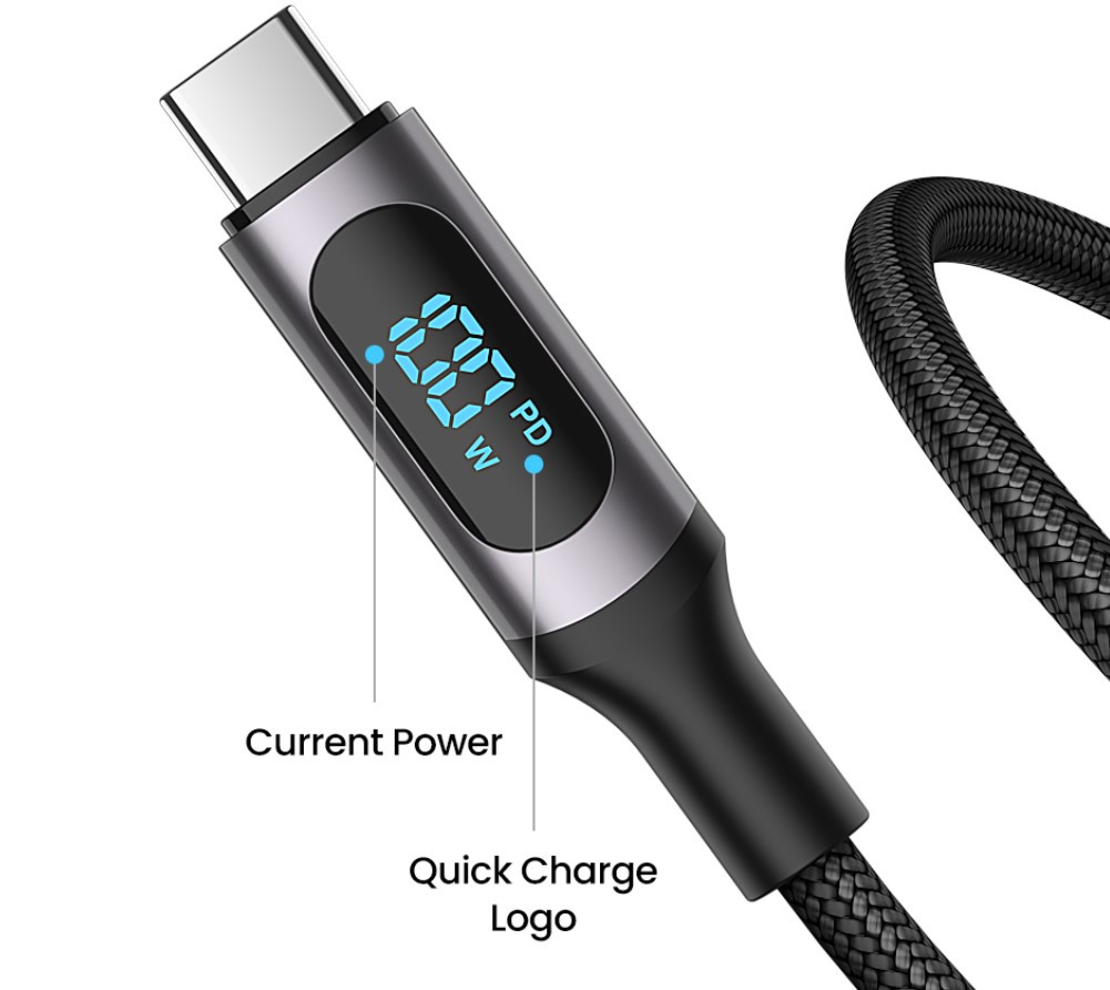 Rocoren RuiJie PD Digital Fast USB Cable C TO C 100W Malaysia real time display