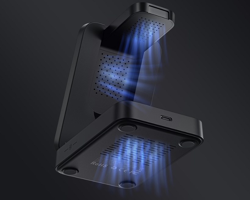 Rocoren Mag Pro Magnetic Folding Vertical 3-in-1 wireless charger malaysia heat dissipation