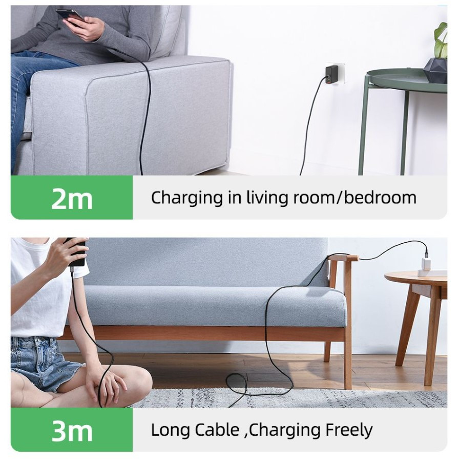 Rocoren Retro Fast Charge USB Cable C TO C 60W Malaysia 2m 3m length