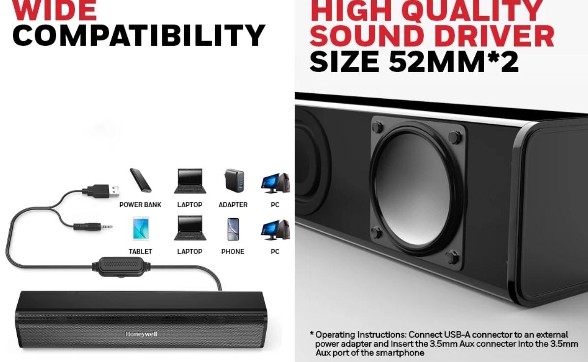 Honeywell Moxie V500 Wired Soundbar malaysia multi device connectivity support