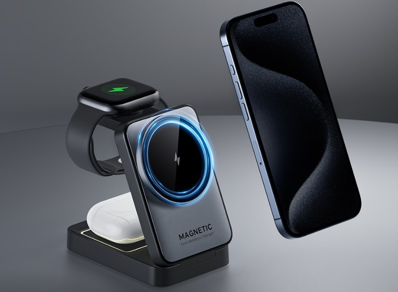 Rocoren Mag Pro Magnetic Folding Vertical 3-in-1 wireless charger malaysia
