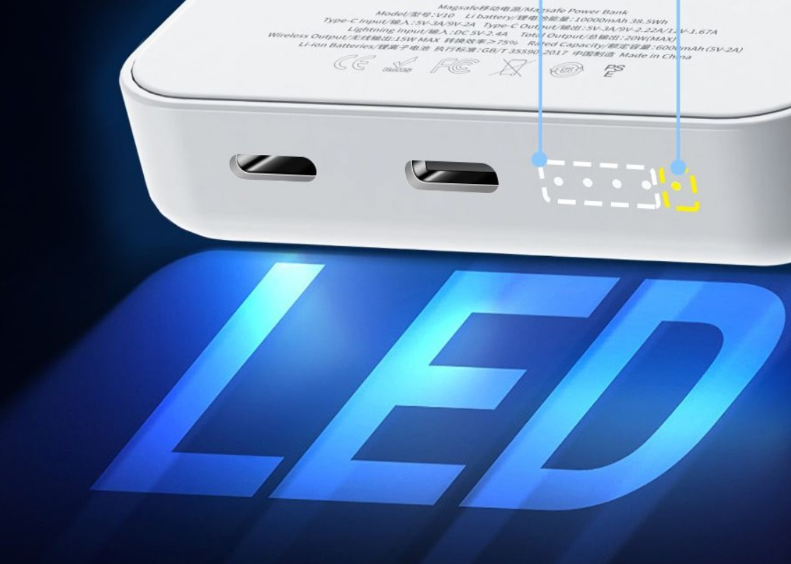 Rocoren Magnetic Wireless Power Bank 10000mAh PD20W Malaysia led indicator