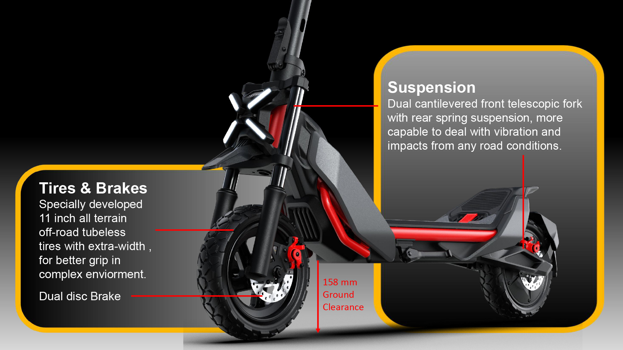 Segway-Ninebot EKickscooter ZT3 Pro Malaysia tires and brakes for tough road