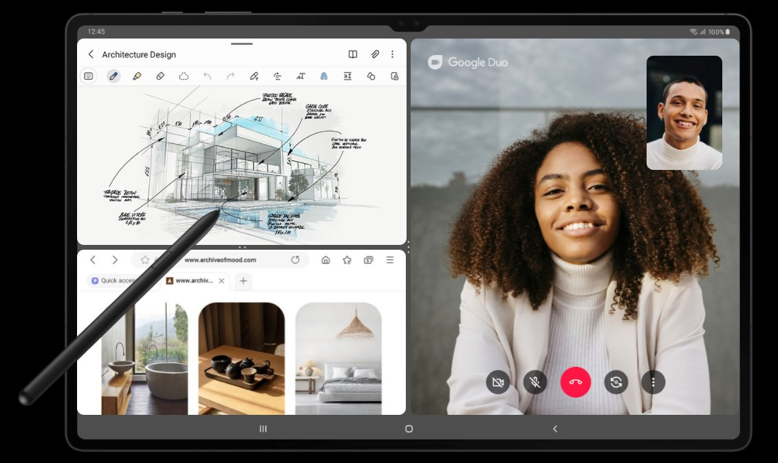 Samsung Galaxy Tab S8 split screen