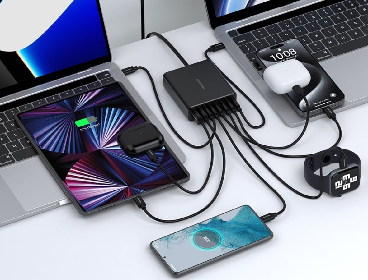 Rocoren Desktop 200W Charger Station (6C+2A) Malaysia charge 8 device