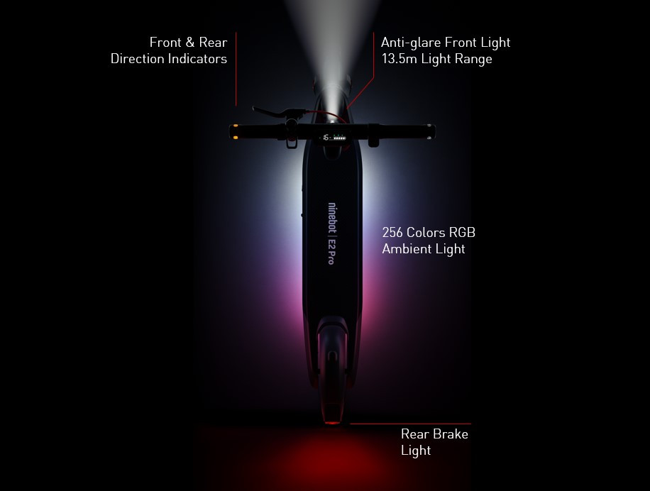 segway-ninebot electric kickscooter e2 pro lighting