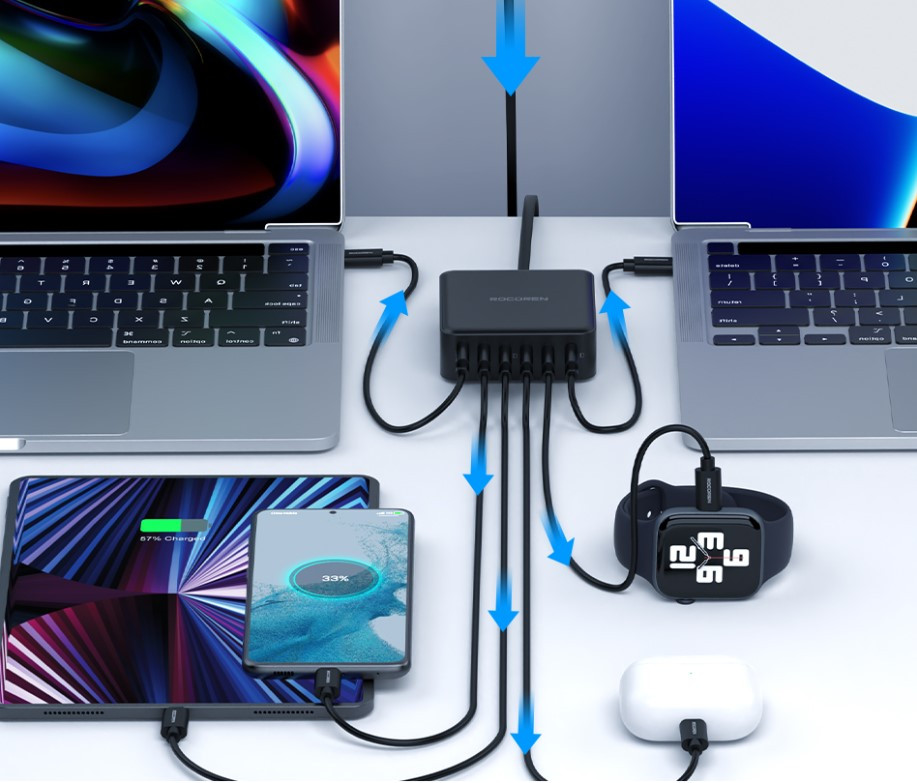 Rocoren Desktop Fast Charger Station (6C) 150W malaysia 6 port